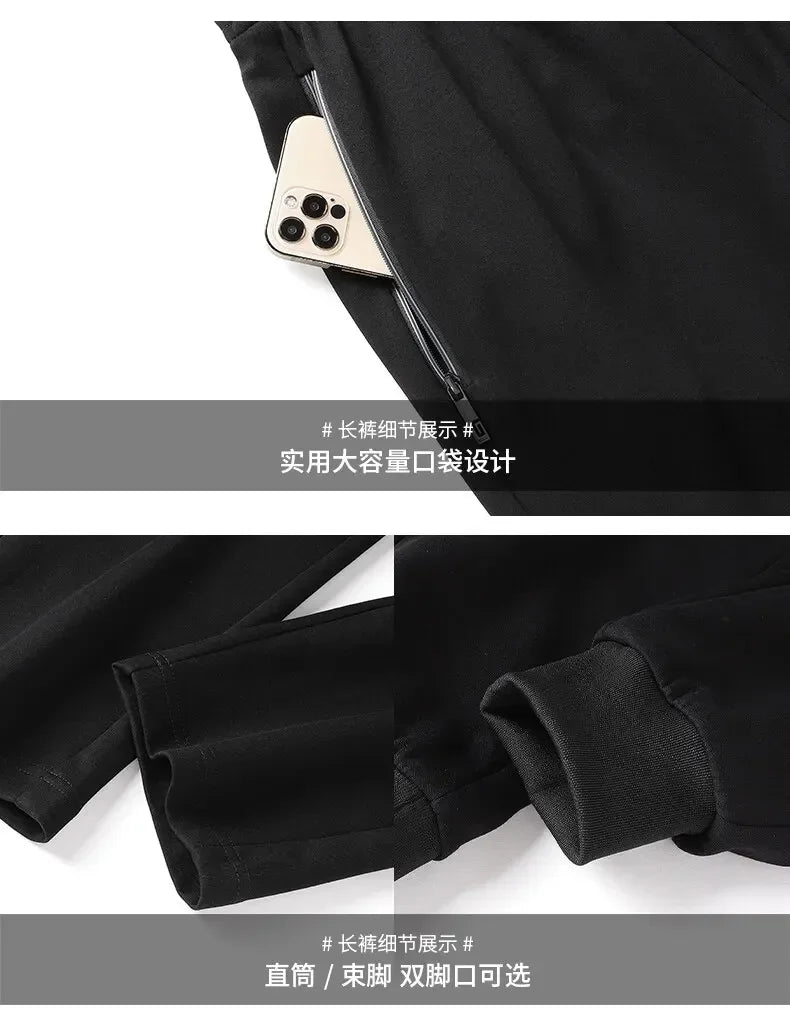 Men Running Sports Tracksuits Sets Hoodies Zipper Outwear Sportwear+Sweatpants Sets Male Workout Sports Outfit Autumn Spring