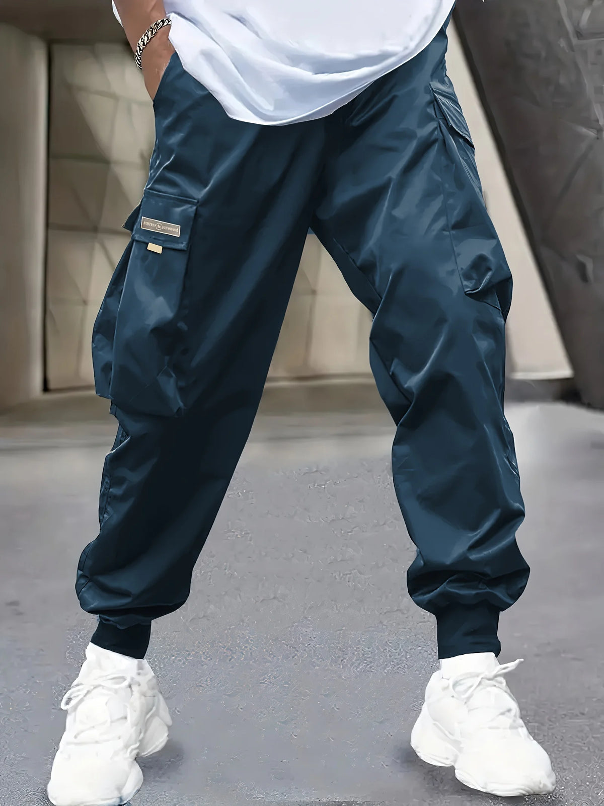 Men's Cargo Pants, Casual, Sporty, Outdoor, Large Pockets, Lightweight, Legging, Cropped Slacks 06B
