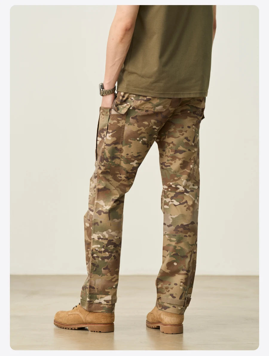 SIMWOOD 2025 Summer New Loose Straight Lightweight Camouflage Tactical Pants Men Cargo Outdoor Hiking Trousers