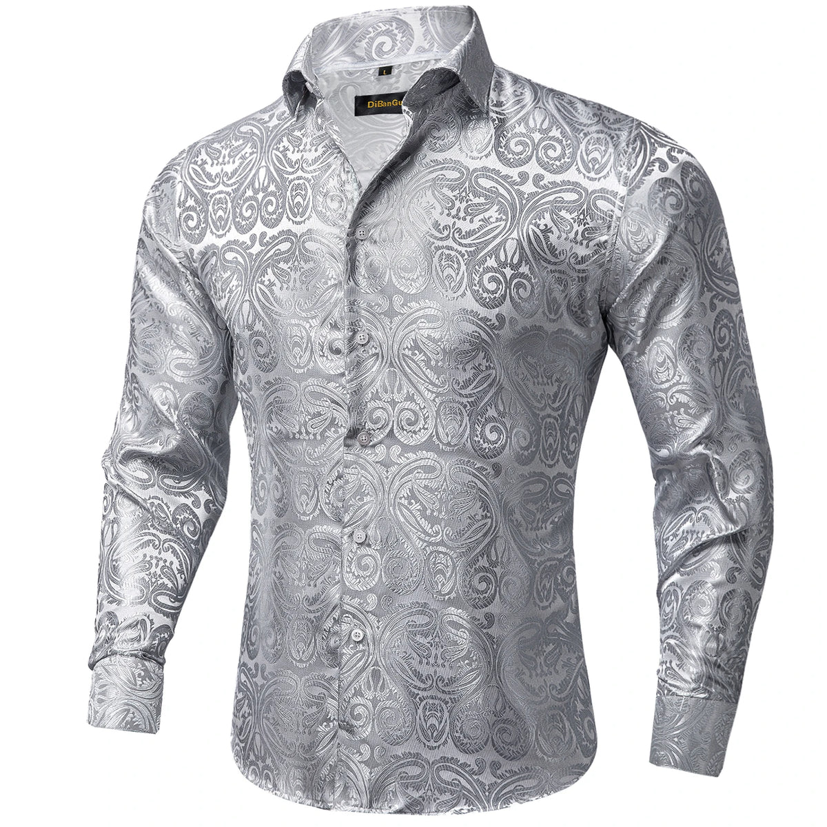 Brand New Men's Royal Blue Business Shirts Luxury Fashion Paisley Long Sleeve Turn-Down Collar Social Shirt Male Casual Blouse