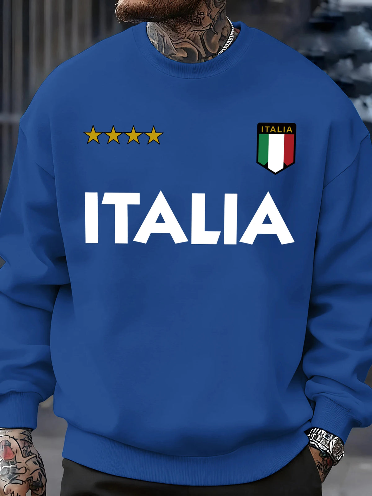 Italia Italian Flag Design Sweatshirt Men Autumn Oversize Sportswear Pullovers Street Fashion Clothing Casual Vintage Tops