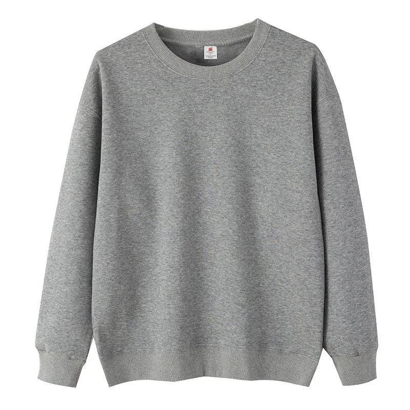 600GSM Heavyweight Plush Fleece Thickened Sweatshirt Unisex Solid O-Neck Pullover Oversized Autumn Winter Vintage Sweatshirts