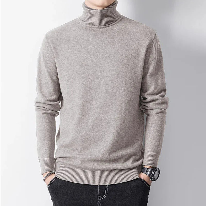 Autumn Winter Thermal Warm Breathable Sweater Men's New Long Sleeve Knit Pullover Sweater Lightweight Dark Grey Black Sweater
