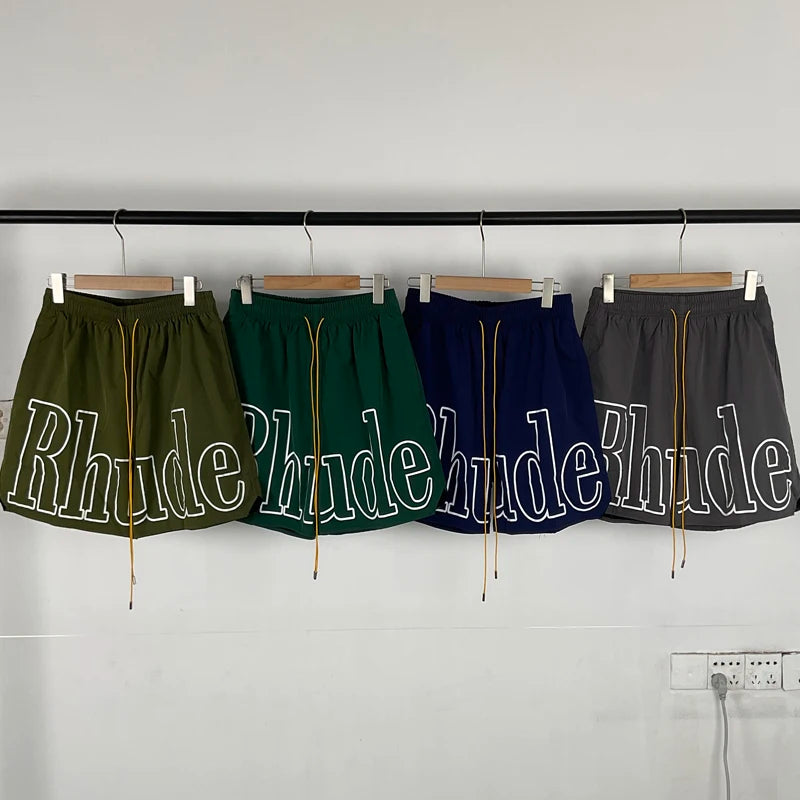 American Style Trendy Rhude Casual Shorts Loose Breathable Multi-color Mesh Beach Sports Shorts