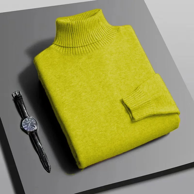 Animal Game Mens Knitwear Winter Turtleneck Sweater Slim Fit Long Sleeve Pullover Solid Trend Men Outdoor Coats Cold Blouse Man