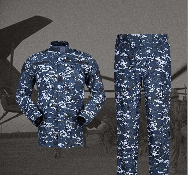 Military Uniform Navy Blue Camouflage Suits Outdoor Tactical Uniform Airsoft Clothing Military Tactical Gear Man Army Uniform
