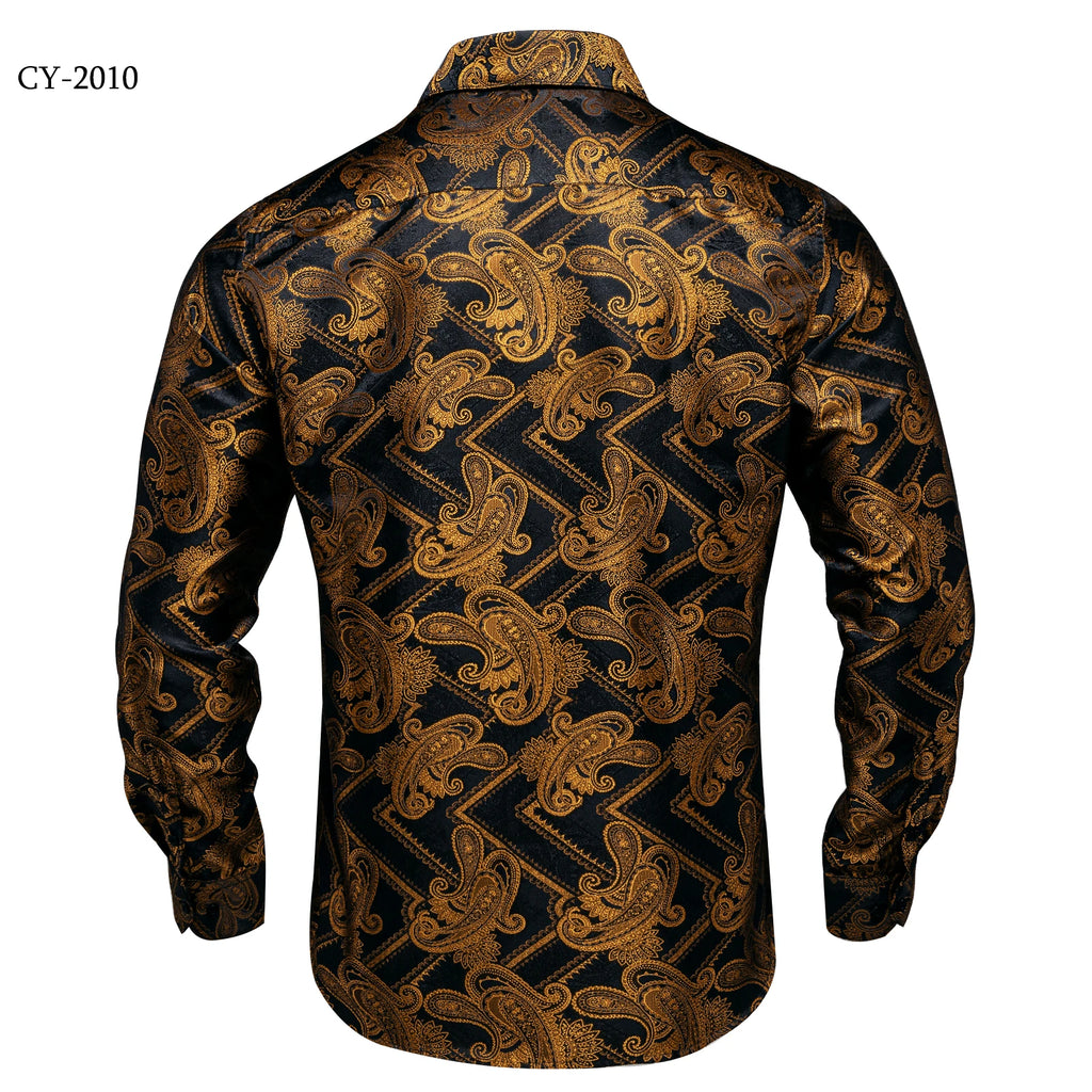 Brand New Men's Royal Blue Business Shirts Luxury Fashion Paisley Long Sleeve Turn-Down Collar Social Shirt Male Casual Blouse