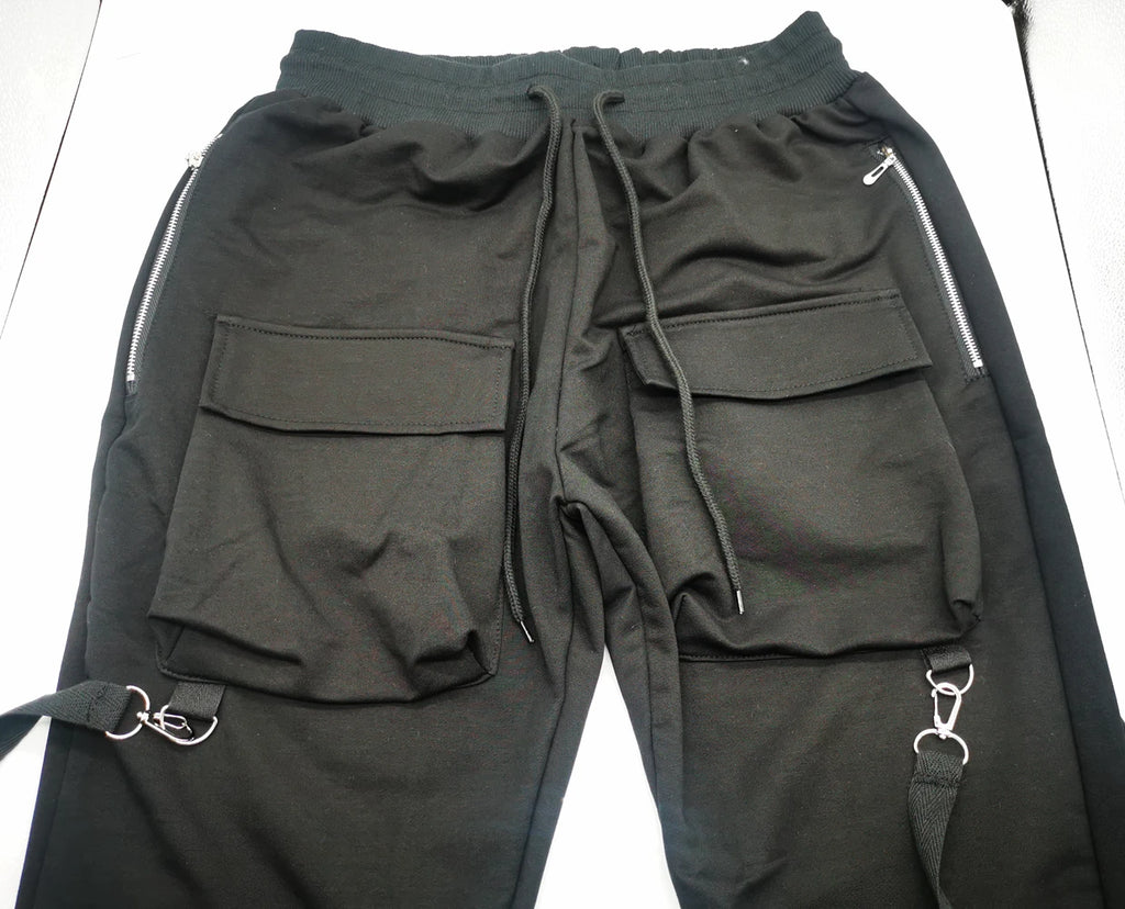 Mens Cotton Sweatpants Hip Hop Joggers Streetwear Casual Slim Sport Trousers Training Workout Fitness Big Pockets Cargo Pants