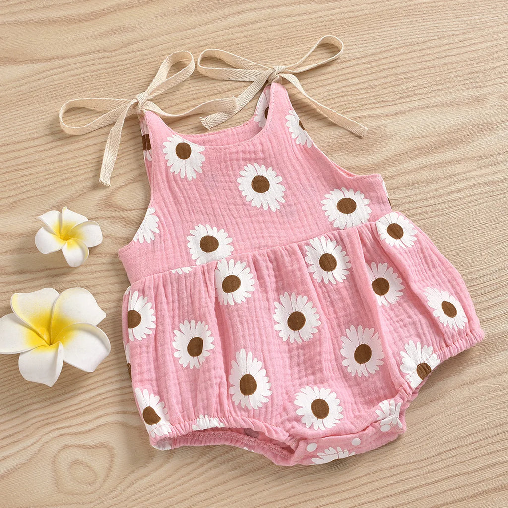Summer female infant chrysanthemum suspender Romper sweet and cute