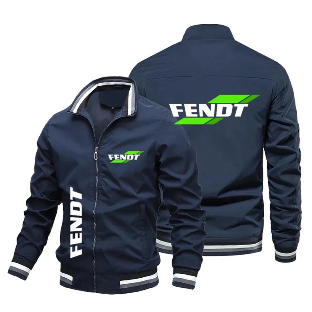 New Fashion FENDT Standing Collar Men's Jacket Brand Outdoor Leisure Windproof Motorcycle Zipper Sports Coat