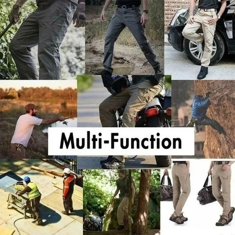 Classic Men's Tactical Pants Multi-Pocket Solid Color Stretch Slimming Outdoor Pants Spring & Autumn Casual Jogging Pants