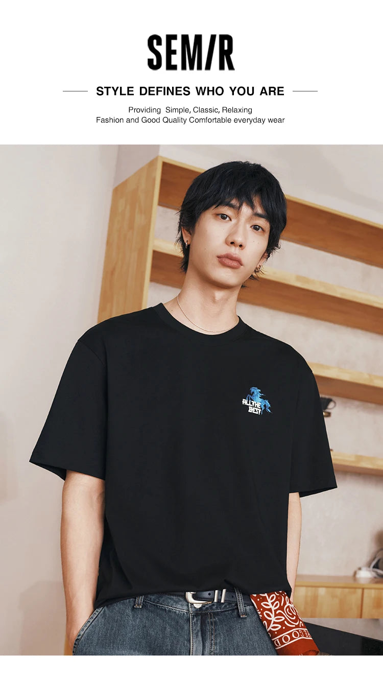 Semir Men Tshirt Cool Feeling Printed Traditional Style Trendy Knit Casual Top 2026 Summer Fashion Daily Comfort Wear