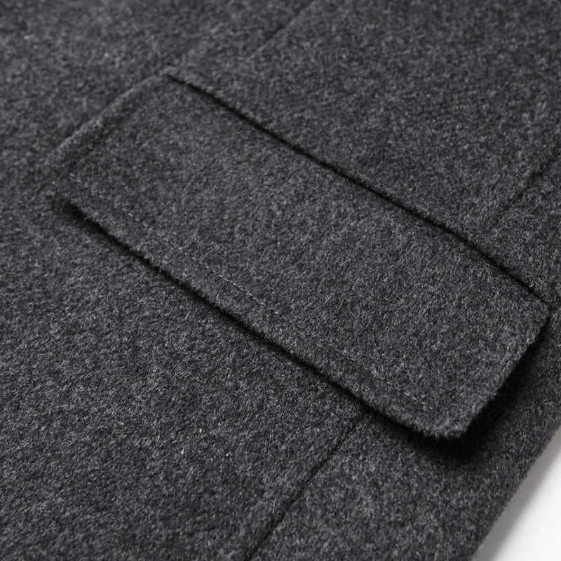Autumn Winter Long Wool Coat Men Fashion Pea Coat Jacket Wool & Blends Jackets Mens Woolen Overcoat