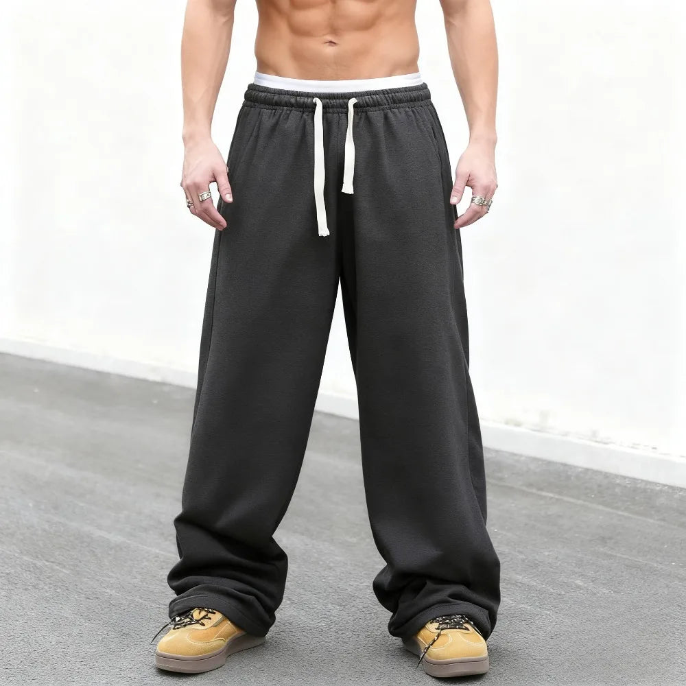 Men's Autumn and Winter Slant Pocket Sweatpants Straight Knit Cotton Sports Pants Casual Comfort Streetwear men pants