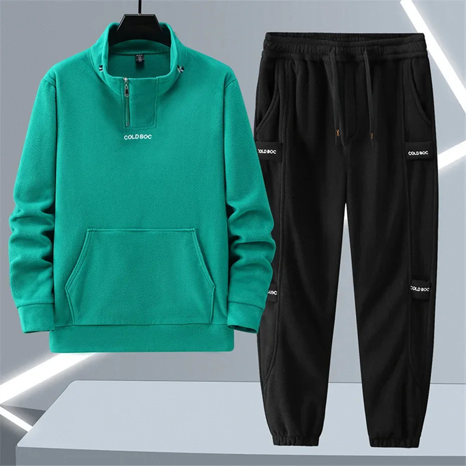 Polar Fleece Tracksuit Men 12XL Plus Size Men's Sets Sweatshirt Sweatpants Autumn Winter Casual Suits Male Big Size 10XL 12XL