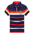 TACE&SHARK Fashion Stripe Shark Embroidery Polo Shirt Summer Men Business Shark Polos Tops Mens Casual Slim Fit Clothing