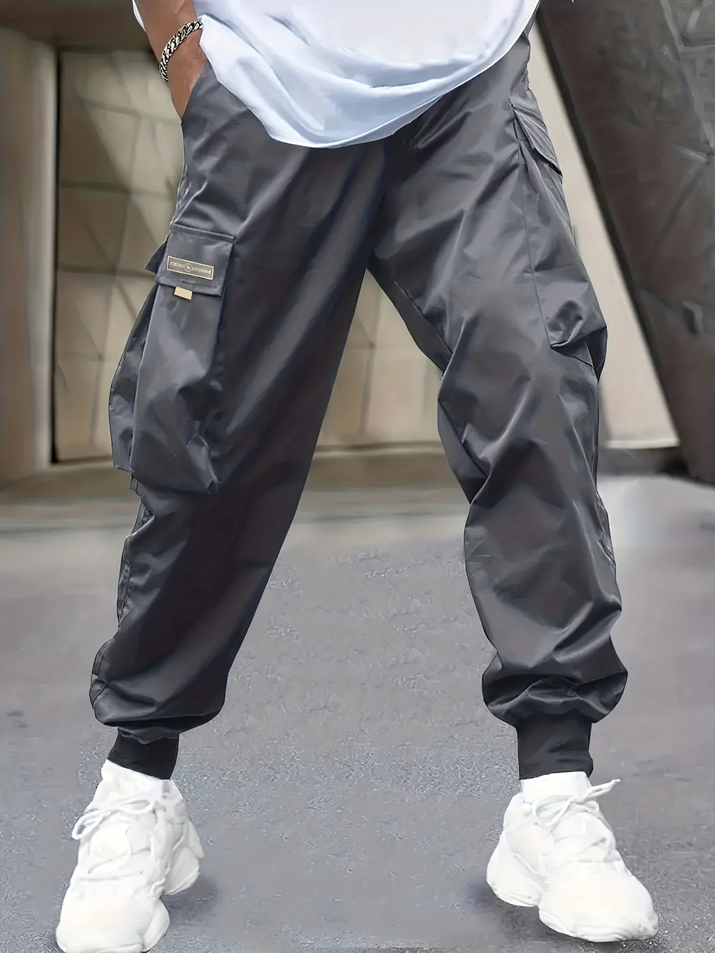 Men's Cargo Pants, Casual, Sporty, Outdoor, Large Pockets, Lightweight, Legging, Cropped Slacks 06B