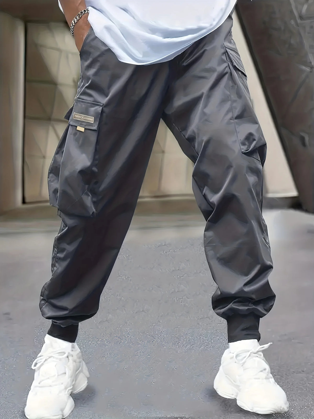 Men's Cargo Pants, Casual, Sporty, Outdoor, Large Pockets, Lightweight, Legging, Cropped Slacks 06B