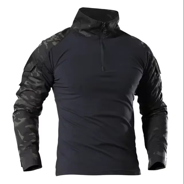 Men'sOutdoor Tactical Hiking T-Shirt, Combat Military CP Camouflage Long-Sleeved Hunting Mountaineering Shirt, Cotton Sportswear
