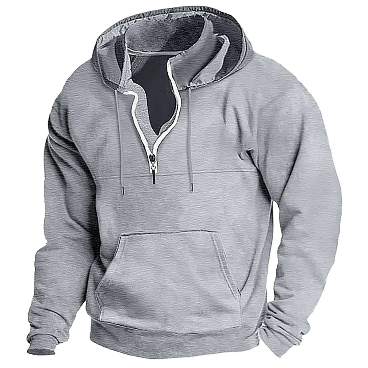 2026 Fashion Autumn/Winter New Hoodie Men's Casual Loose Stand Collar Solid Color Sports Hoodie Men's Half Zipper Street Wear