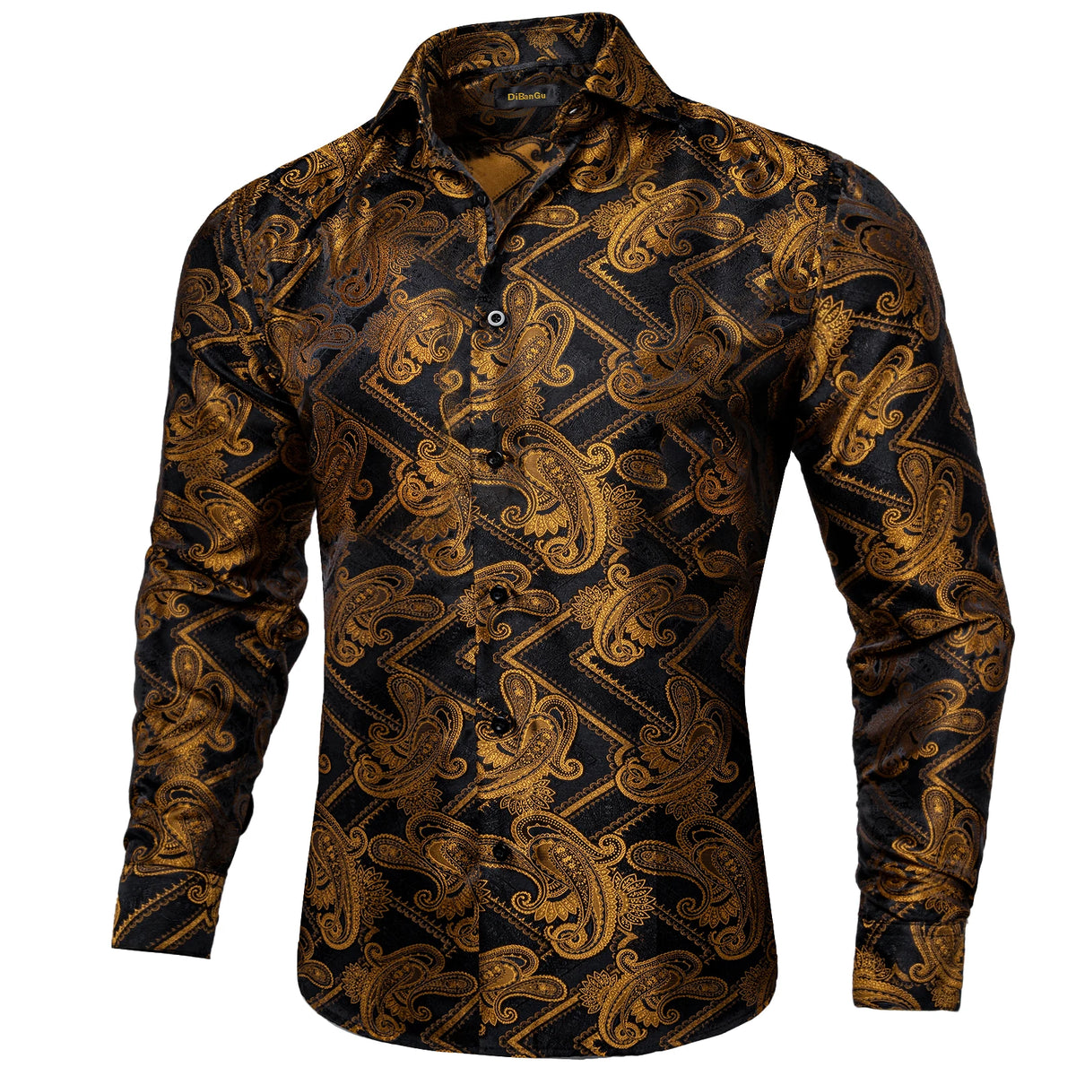 Brand New Men's Royal Blue Business Shirts Luxury Fashion Paisley Long Sleeve Turn-Down Collar Social Shirt Male Casual Blouse