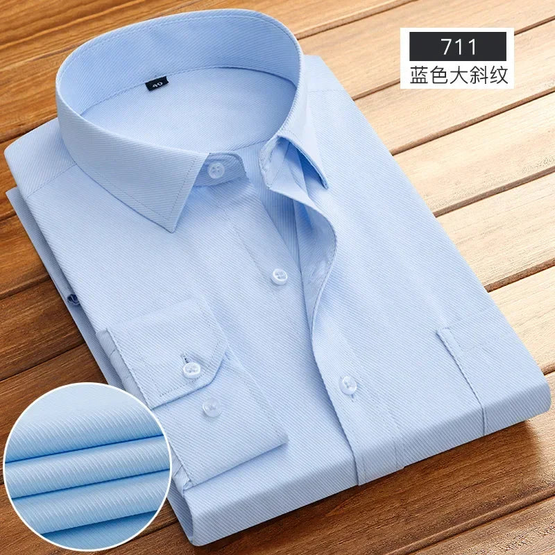 2026 Men's Long Sleeve Cotton Shirt Striped Design Spring Autumn Business Formal Dress Shirts for Men Party Wedding Shirts Male