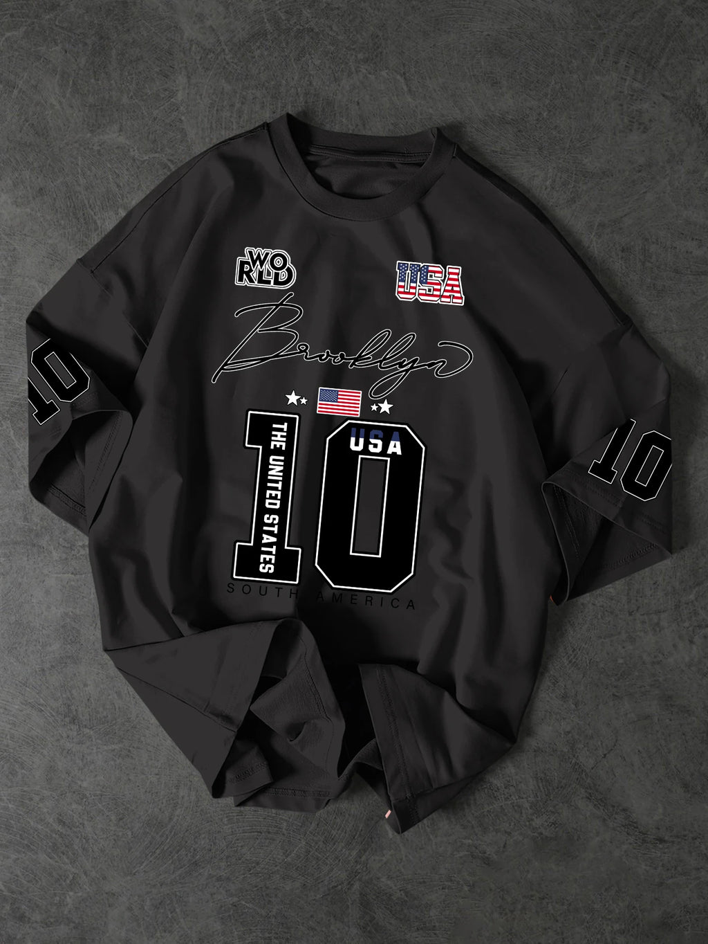 2026 Summer USA Brooklyn Style 10 Print T Shirt Men's Streetwear Vintage Jersey Tee