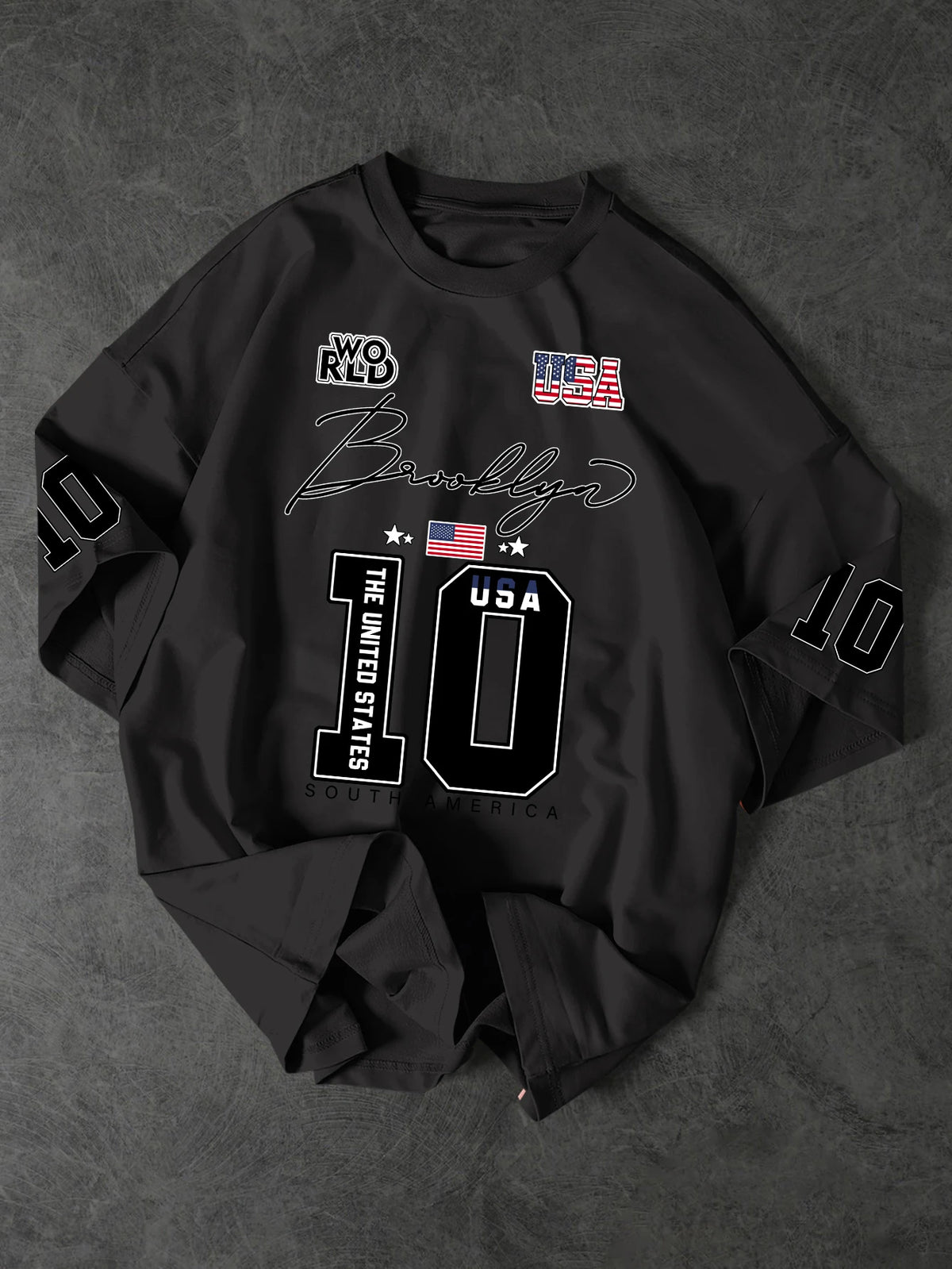2026 Summer USA Brooklyn Style 10 Print T Shirt Men's Streetwear Vintage Jersey Tee