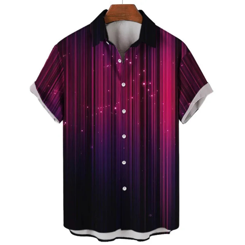 2026 Men's Summer Colorblock Shirts Short Sleeve Shirt Fashion Casual Lapel Cardigan Loose Comfortable Tops for Men Beach Shirts