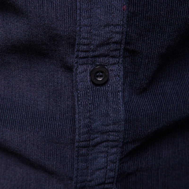 Quality New Single Breasted 100% Cotton Men's Shirt Business Casual Fashion Solid Corduroy Men Shirts Autumn Slim Dress Shirts