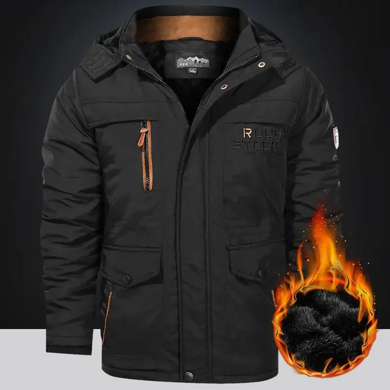 Men's Winter Tactial Jacket Fleece Lined Outdoor Parka Coat Hooded Windbreaker Military Thick Warm Outerwear Multi-pocket Parkas