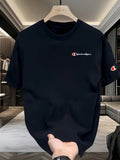 New short-sleeved T-shirt made of 100% pure cotton, suitable for both men and women. It is a summer style, loose and casual.