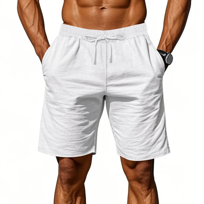 Pure Linen Shorts for Men 2025 Summer New Fashion Solid White Loose Holiday Shorts Man Casual Plus Size Button Fly Short Pants