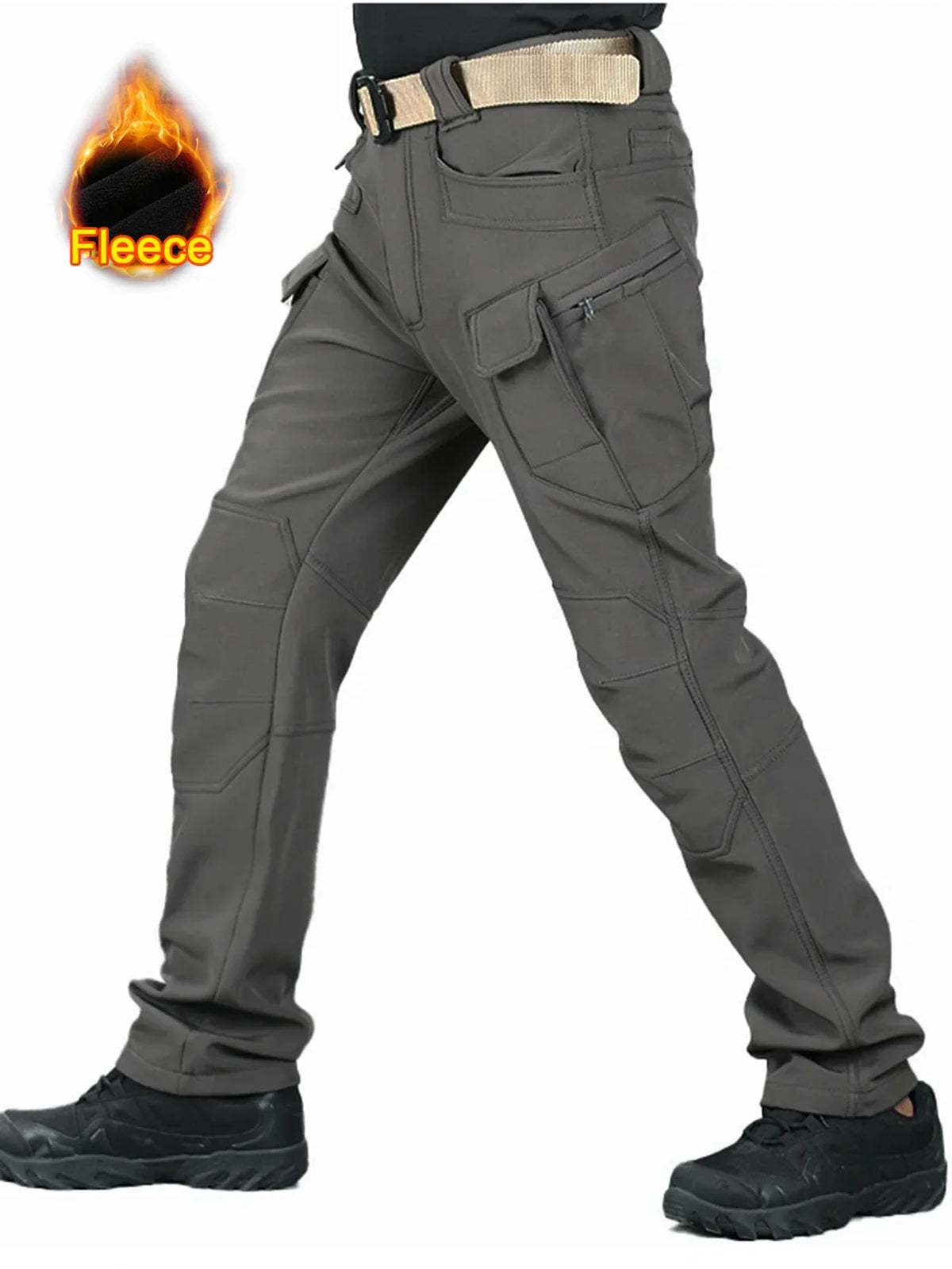 Men's Autumn Winter Softshell Elastic Camping Hiking Trekking Fishing Hunting Pants Outdoor Cycling Tactical Cargo Trousers