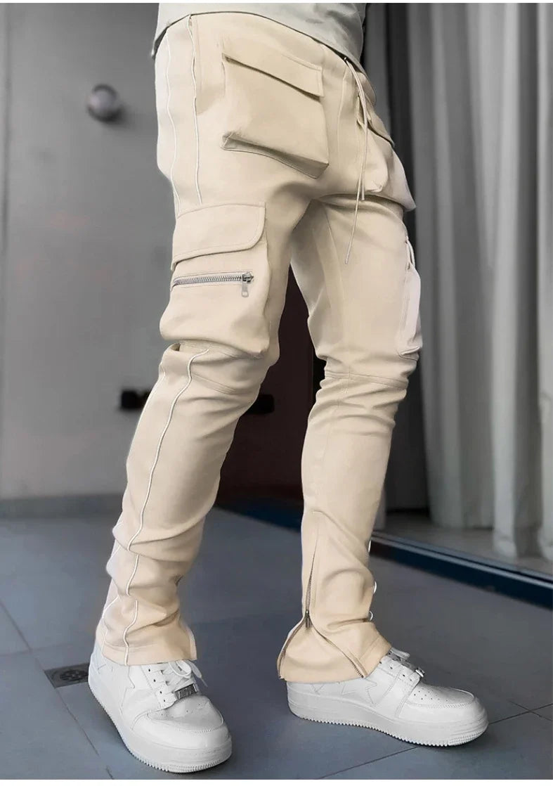 Summer Men's Jogging Sports Pants Multi-Pocket Sweatpants Running Trousers Men's Casual Joggers Cargo Reflective Hip Pop Pants
