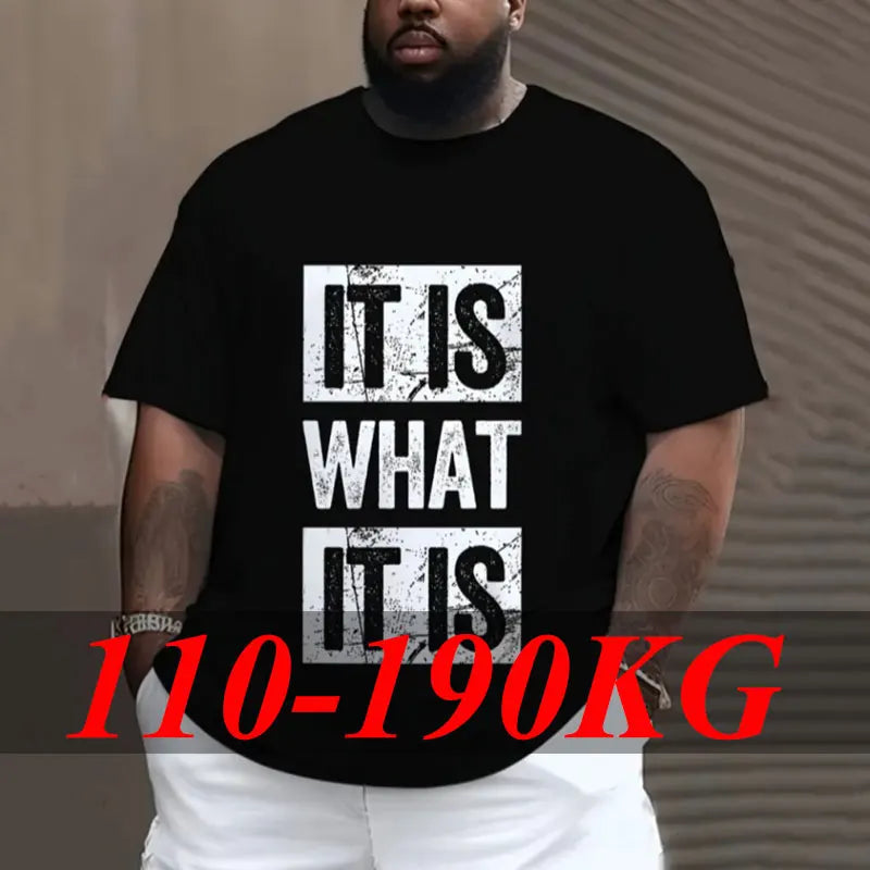 Fashion Print Black T-Shirts Plus Size 1XL-7XL Casual Tees Men Boy Short Sleeve Tops Full Cotton T-Shirt Male Clothing 110-190KG