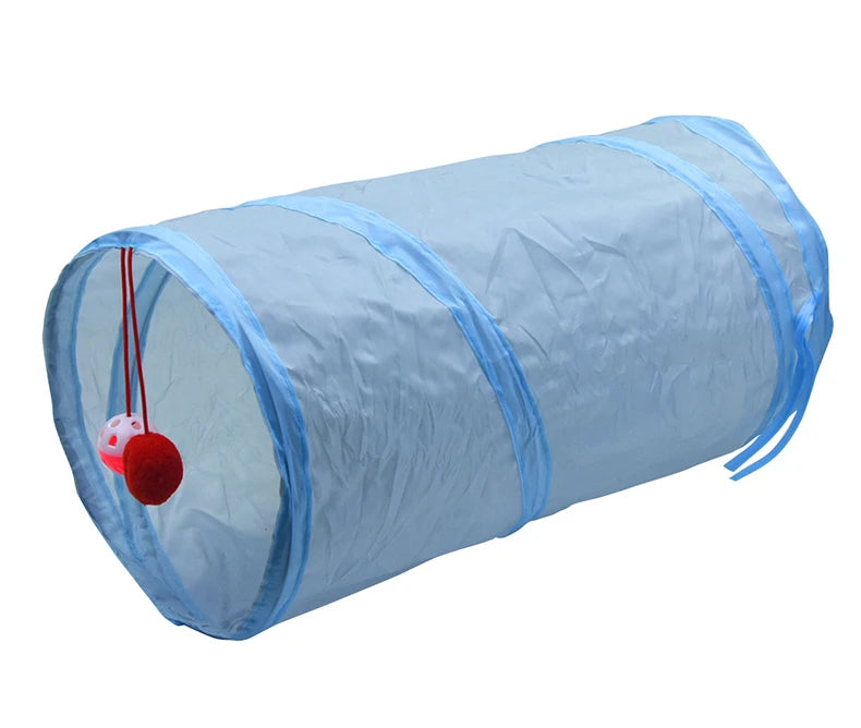 Cat Toys Gray 3-Way Foldable Pet Cat Tunnel Tube Toy Kitten Tunnel Toy with Peep Hole Pet Training Interactive Toy Tunnel Tube