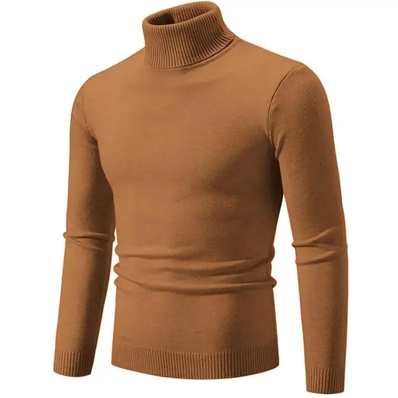 2024 Men's High Neck Sweater Solid Color Pullover Autumn And Winter Turtleneck Warm Bottoming Shirt Casual Woolen Sweater 5XL-M