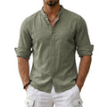 New Men's Cotton Linen Shirts for Men Casual Luxury Hawaiian Shirts Lightweight Long Sleeve Henley Beach Shirts T-Shirts for Men