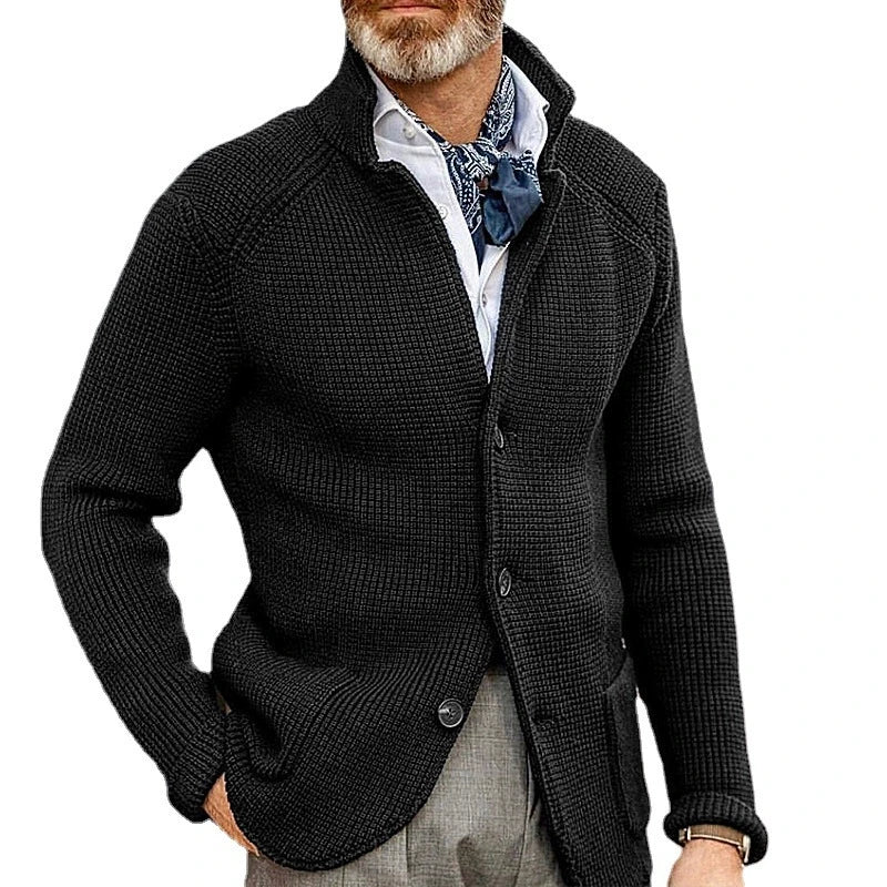 Luxury and fashionable men's sweater jacket slim fit suit stand up collar knitted sweater autumn and winter new cardigan men's