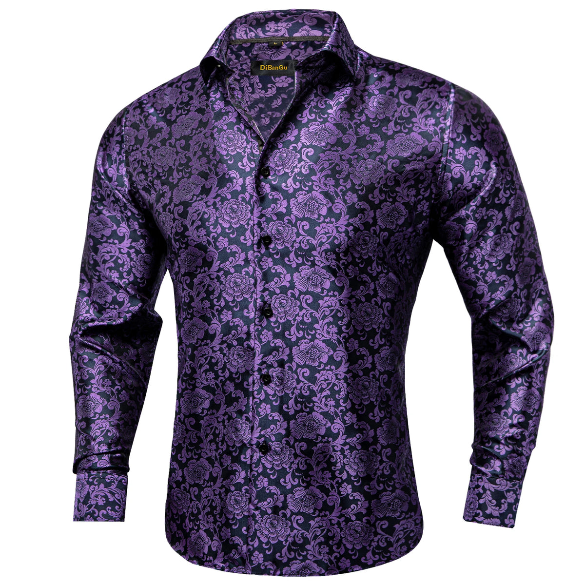 Brand New Men's Royal Blue Business Shirts Luxury Fashion Paisley Long Sleeve Turn-Down Collar Social Shirt Male Casual Blouse