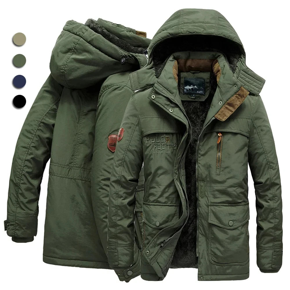 Men's Winter Tactial Jacket Fleece Lined Outdoor Parka Coat Hooded Windbreaker Military Thick Warm Outerwear Multi-pocket Parkas