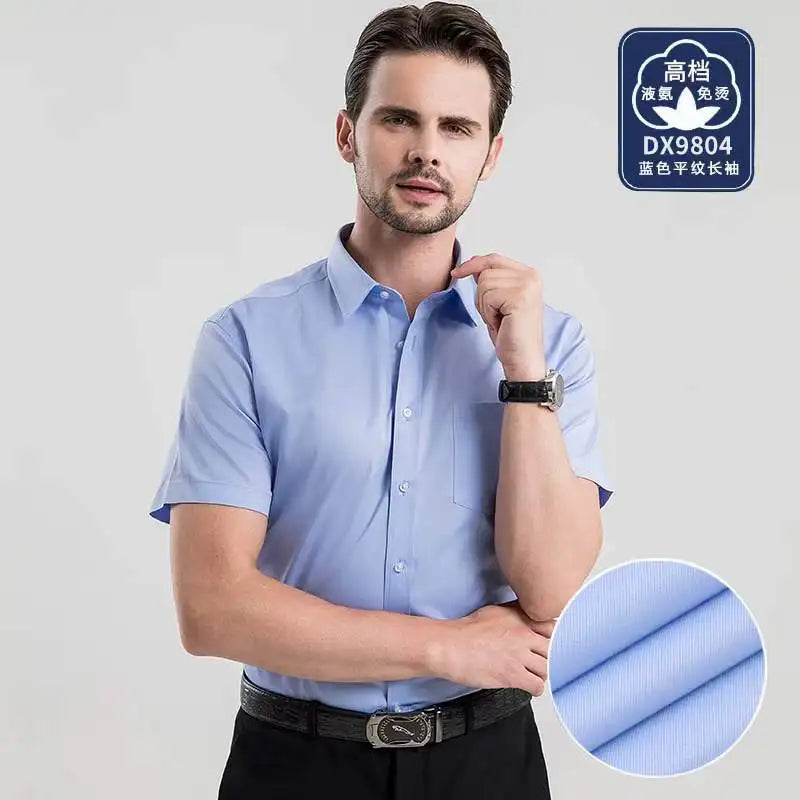 Office Men Shirt 100% Cotton Oversized Button Up Shirt  Anti-wrinkle Longsleeve Shirt for Men White Business Slim Fit Shirt Men