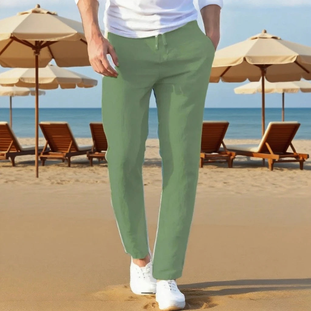 Men's Cotton Linen Pants Joggers Sweatpants Streetwear Breathable Solid Color Vacation Linen Trousers  Autumn Loose casual Pants