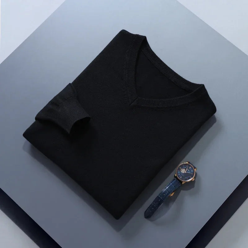 Men Cashmere Sweater Autumn Winter Soft Warm Jersey Jumper  Pull Homme Hiver Pullover V-Neck Knitted Sweaters
