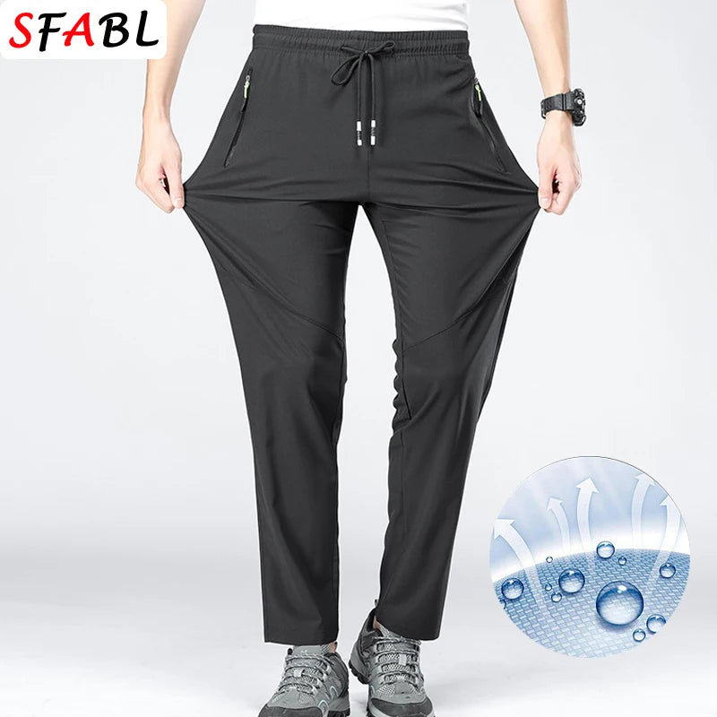 Summer Quick Dry Gym Fitness Men's Pants Breathable Running Jogging Sweatpants Trousers for Men Sports Pants Man Black Gray 3XL
