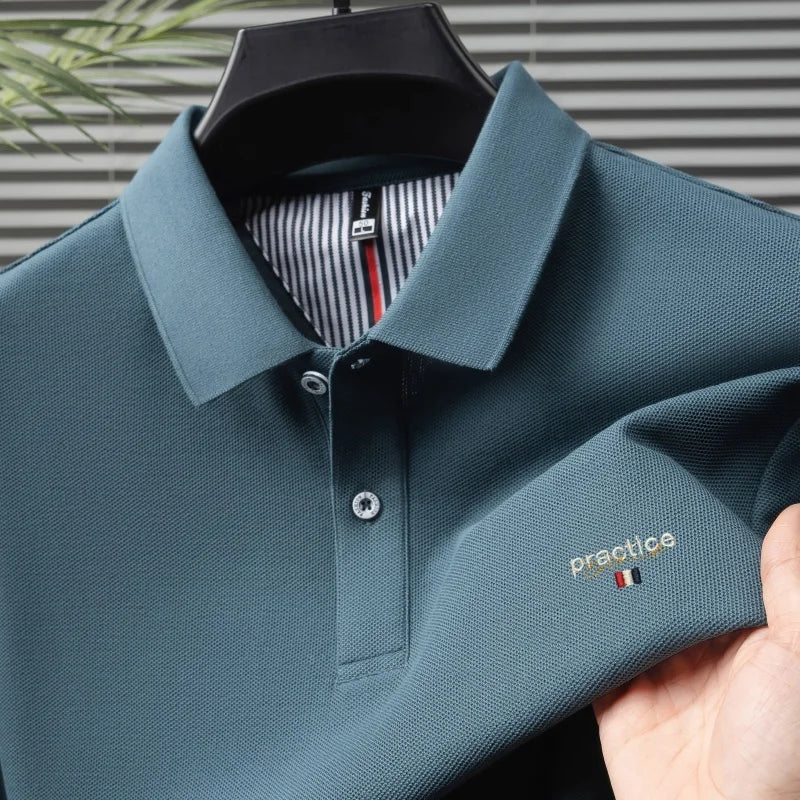 100% Pure Cotton Men's Classic Embroidered Polo Shirt Luxury Breathable Anti-wrinkle Cozy Short Sleeve Business Casual Golf Tee