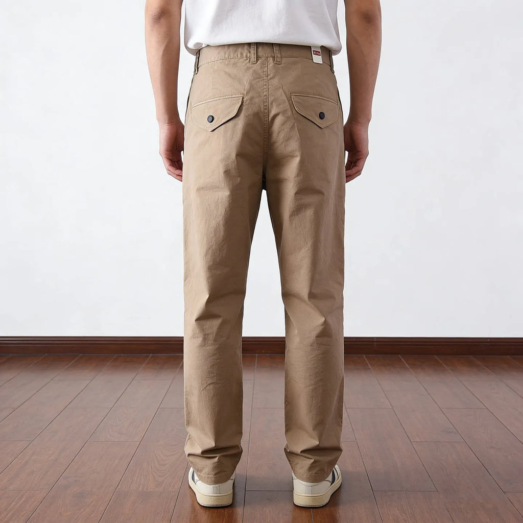 221# Summer New American Retro Thin Quick-drying Elastic Pants Men's Simple 97% Cotton Washed Commute Casual Straight Trousers