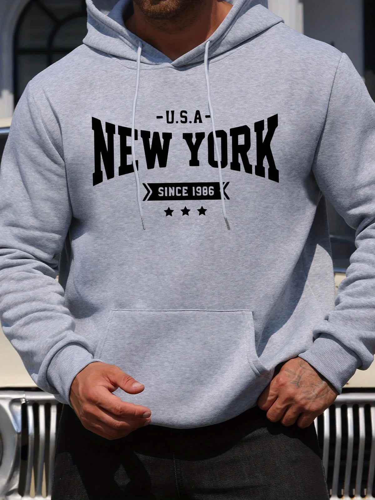 New York Letter Print Street Scool Men Women Hooded Sweatshirt Autumn Winter Daily Outdoor Fitness Casual Loose Warm Sportswear