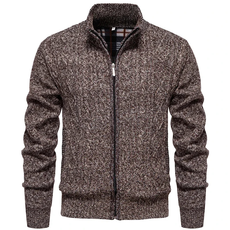 Men Cardigan Sweaters 2024 Autumn Winter New Warm Cashmere Wool Zipper Stand-up Collar Casual Knitwear SweaterCoat Mens Clothes